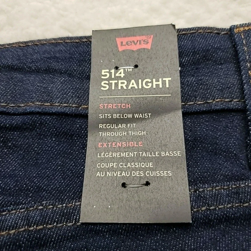 Levis 514 Jeans Mens 40x30 Blue Regular Fit Straight Flex Stretch Denim Pants